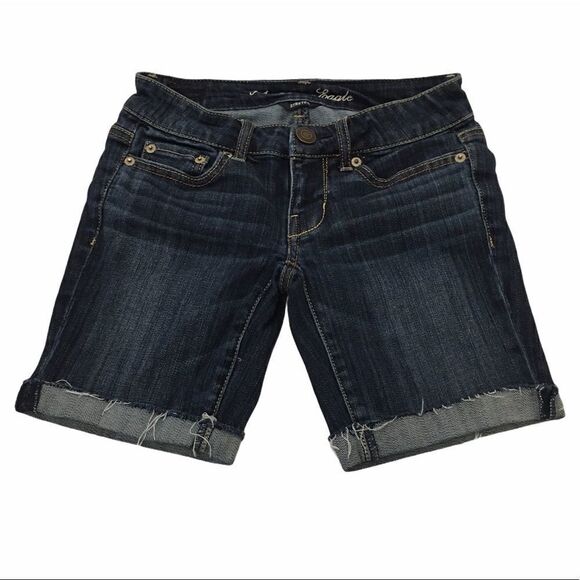 AMERICAN EAGLE Dark Wash Distress Bermuda Short 00 - Picture 1 of 8